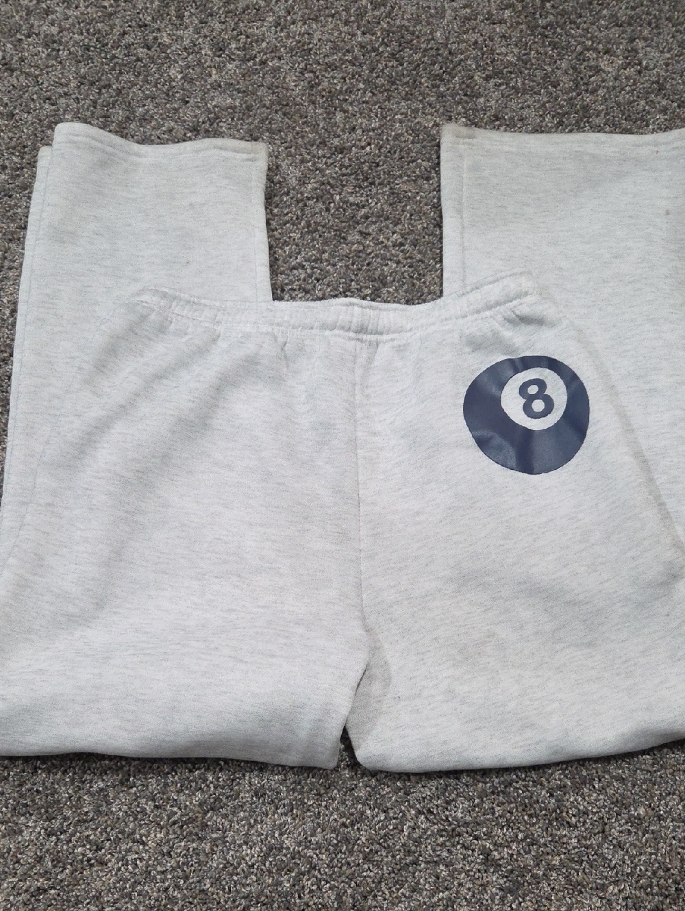 SHEIN Light Gray Sweatpants with Navy 8-Ball Graphic